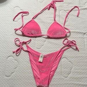 Pink Velvet Bikini Set